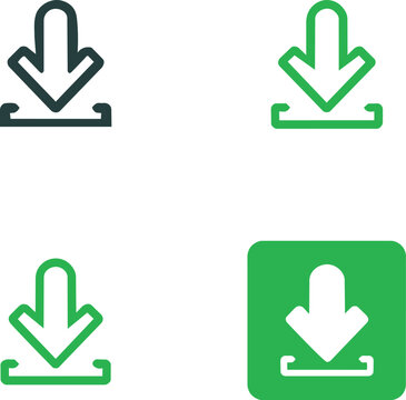 Modern green download arrow icon with brackets