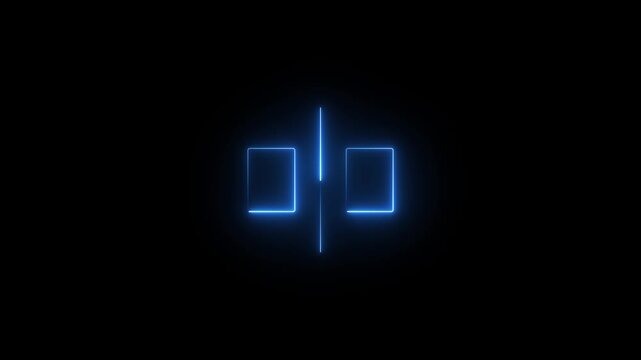 Abstract blue neon glowing rectangles on dark background