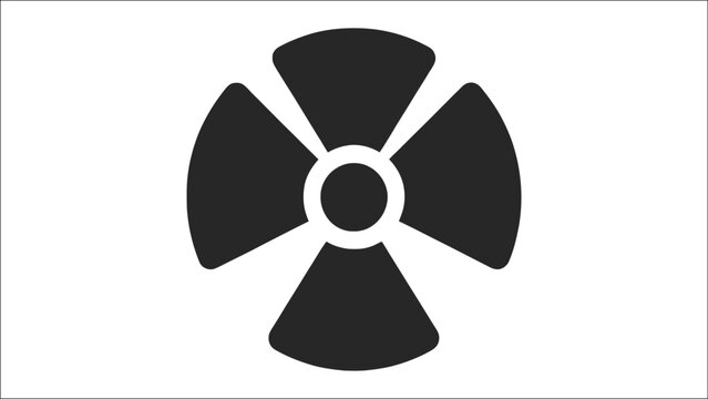 Radiation hazard symbol black icon for safety warning, industrial danger, radioactive materials, nuclear risk awareness and restricted area signage vector illustration design.