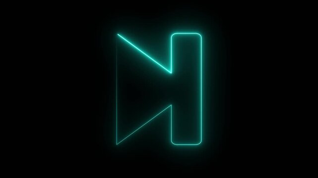 Neon blue glowing next track button icon on black background