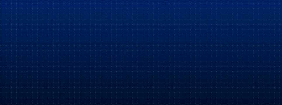 Abstract background with a dark grid of blue crosses. Tech interface pattern creates a mesh across wide copy space. Panoramic vector abstract background for web banner or presentation design