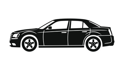 Fototapeta premium Modern black sedan car silhouette side view profile.