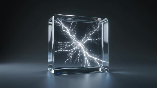 Lichtenberg Figure Embedded in Transparent Acrylic Block in Extreme Macro