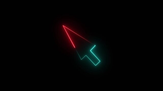 Glowing neon mouse cursor pointer on dark background
