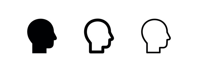 Obraz na płótnie Canvas Human head profile icon set, male silhouette symbol vector illustration