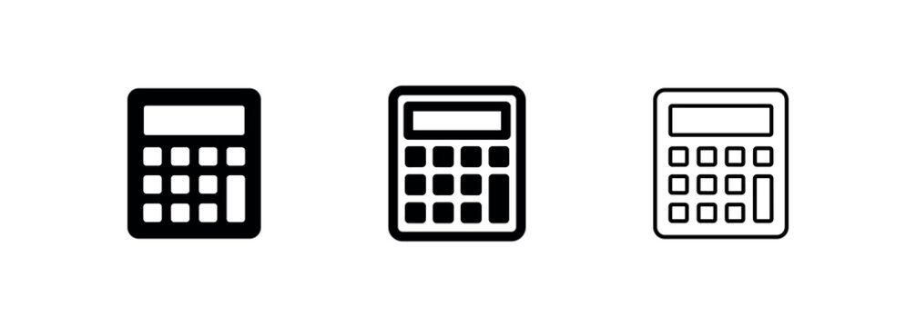 Calculator icon set, basic mathematical calculation symbol vector