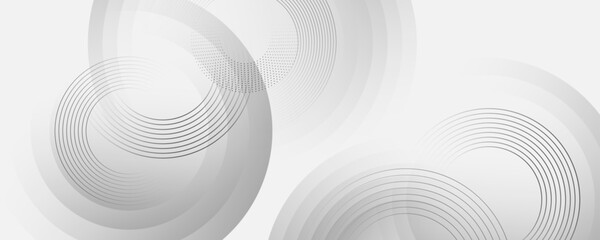 Fototapeta na wymiar Abstract gray and white background with geometric circle line patterns