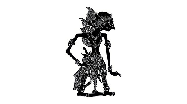 Traditional Indonesian Wayang Kulit Shadow Puppet Character