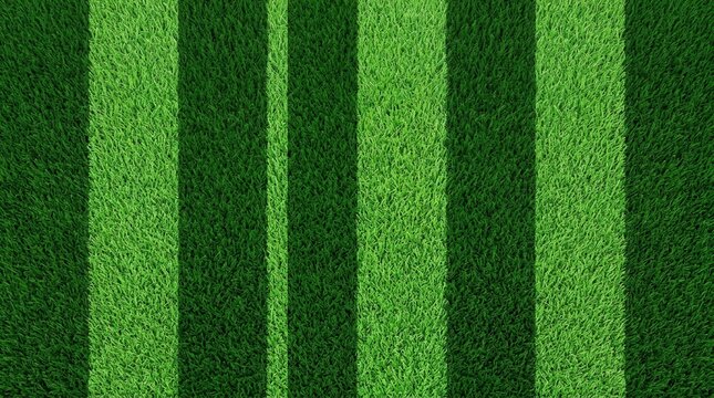 Green striped artificial turf with grass texture in a seamless pattern, viewed from above for sports lawn or carpet backgrounds.