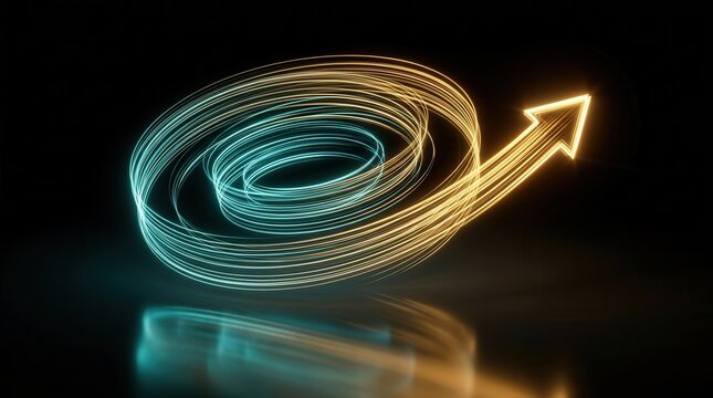 A feedback loop system for continuous improvement depicted through a spiral design with a cool teal to warm gold gradient.
