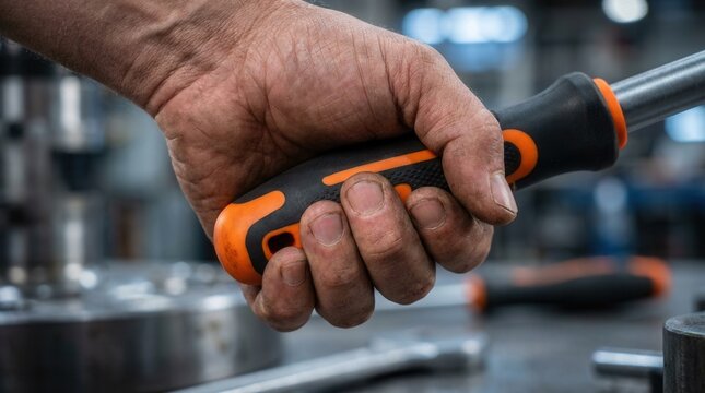 Enhanced comfort and control during extended use with a hand gripping a dualcolor ergonomic tool handle and elastomer overmolding.
