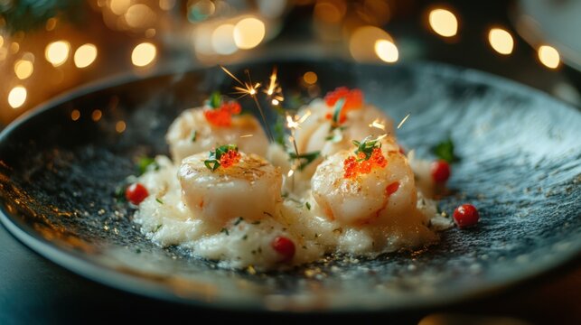 Gourmet Seared Scallops on Creamy Risotto for Festive Celebration