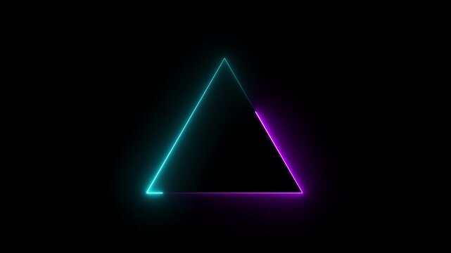 neon line triangle animation on black background.4k animation video