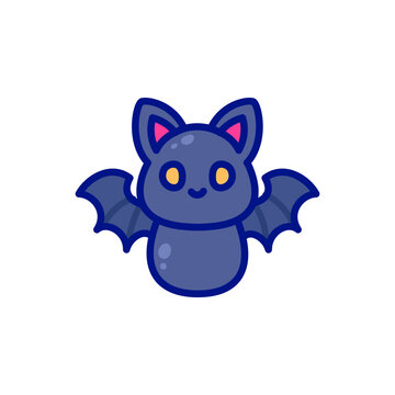 Cute Halloween Bat Cartoon Icon