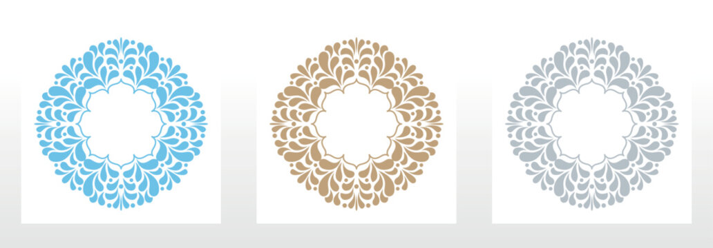Set of decorative frames Elegant vector element for design in Eastern style, place for text. Floral colored frames. Lace illustration for invitations and greeting cards