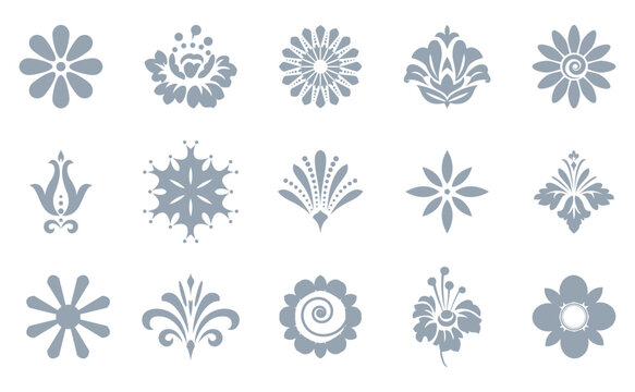 Flower icons set. Isolated elements for design. Vector graphics. Flower collection