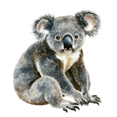 Obraz premium Detailed watercolor painting of Koala, isolated on white background