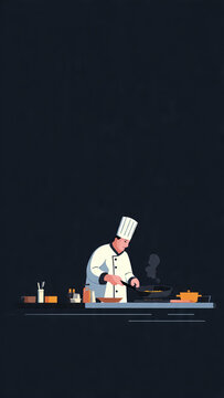Chef cooking in kitchen restaurant vector 