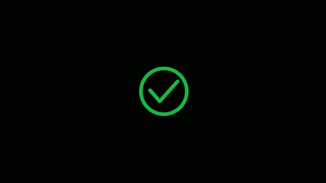 Animated green checkmark icon set appearing on black background for user interface design and feedback