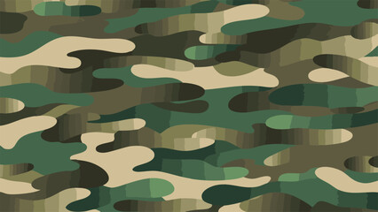 Fototapeta premium Vector Natural Woodland Camouflage Pattern with Layered Green Beige and Brown