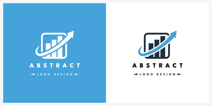 Financial growth bar chart logo icon with upward arrow for business and investment branding