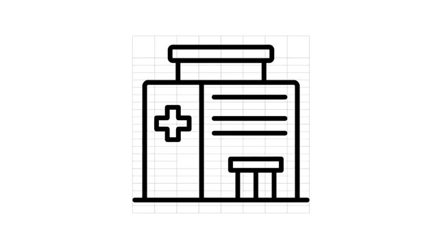 Hospital Building Icon, Medical Center Flat Design, Healthcare Symbol