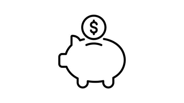 Piggy Bank with Coin Icon on Transparent Background