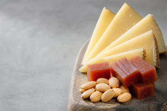 Spanish cheese wedges with quince paste and almonds