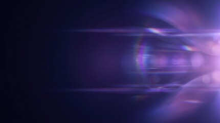 Fototapeta premium Vibrant purple and blue anamorphic lens flare with cinematic light streaks and soft bokeh