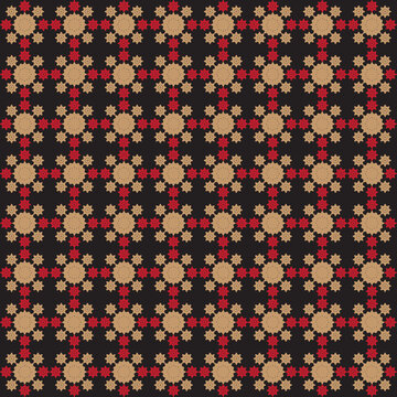 Pattern On Dark Background Modern Repeating Geometric Floral Surface Pattern Elegant Traditional Inspired Decorative Textile Pattern Red Beige Ornamental Medallion Seamless Pattern Sophisticated Geome