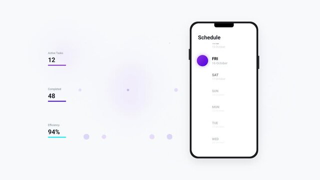 Mobile Phone Schedule Application Animation UI Display For Project Planning And Personal Time Management Concept For Modern Digital Productivity