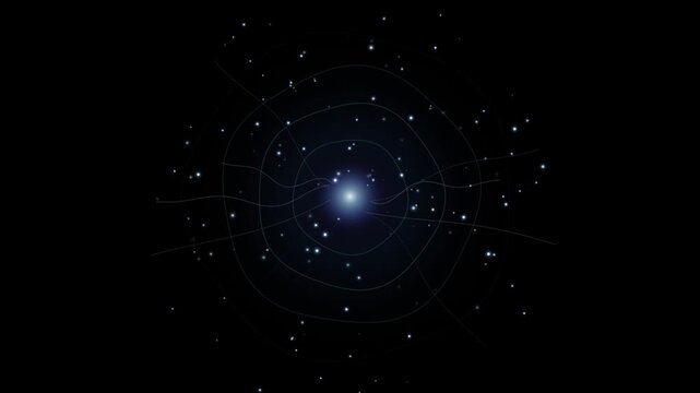 Glowing blue radar grid and stellar particle map animation on a dark background - 4K video