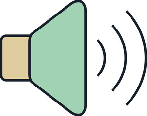 Fototapeta premium Minimalist vector icon of a speaker emitting sound waves.