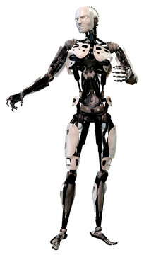 3D Rendering Male Robot on White