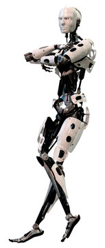 3D Rendering Male Robot on White