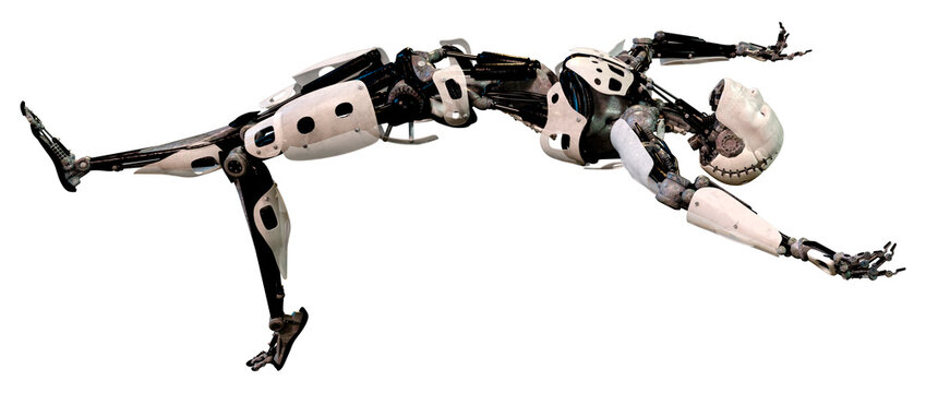 3D Rendering Male Robot on White