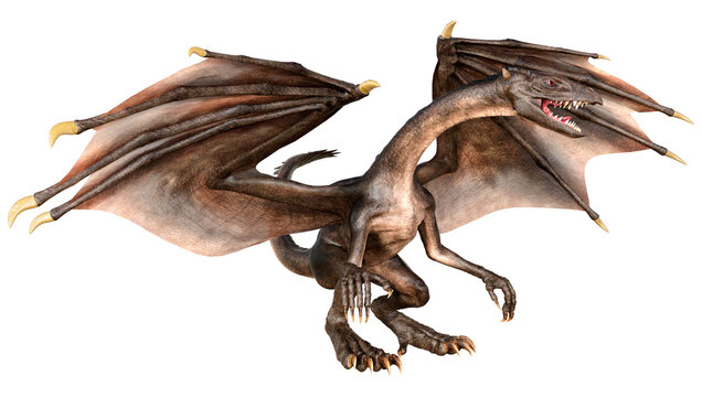 3D Rendering Fairy Tale Dragon on White