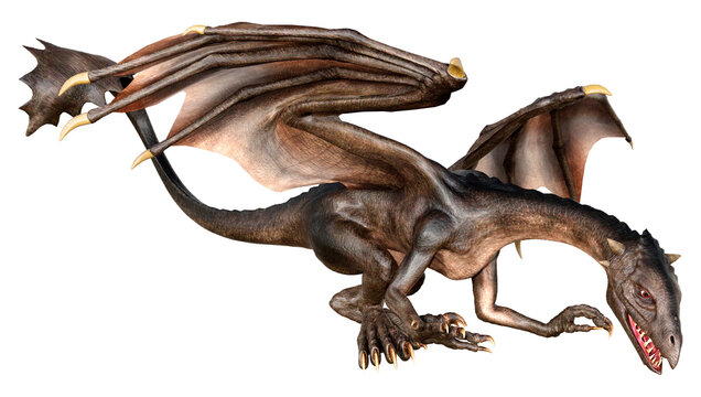 3D Rendering Fairy Tale Dragon on White