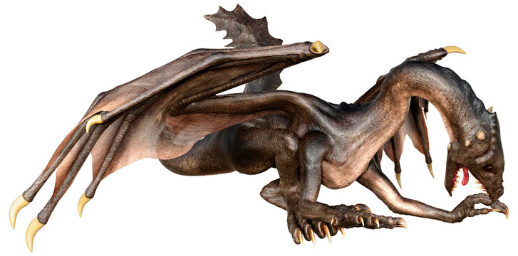 3D Rendering Fairy Tale Dragon on White