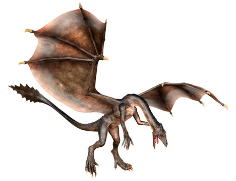 3D Rendering Fairy Tale Dragon on White