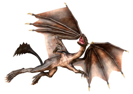 3D Rendering Fairy Tale Dragon on White