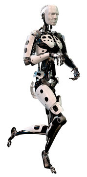 3D Rendering Male Robot on White