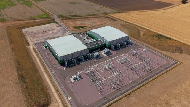 Aerial View of Viking Link HVDC Converter Station in Rural Lincolnshire UK