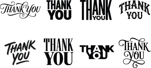 Obraz premium Collection of thank you lettering designs in various styles on a white background