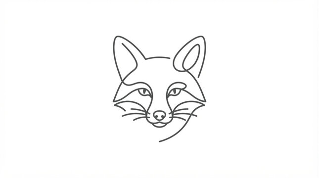 Wild fox face one line art vector illustration for nature wildlife and woodland concept