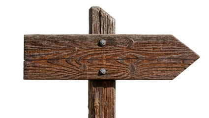 Rustic wooden directional signpost with two weathered planks, isolated on transparent background © Niamh