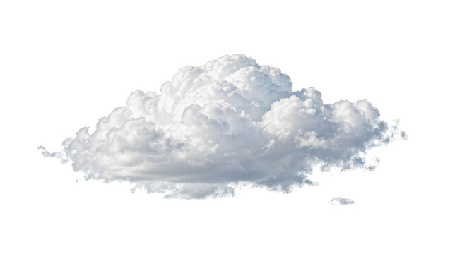 Fluffy cumulus cloud with detailed texture, isolated on transparent background