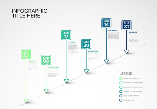 Business Timeline Infographic Template with 6 Steps and Milestone Dates