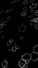 科学・化学の多角形ベンゼン環が空中に浮かんでいる抽象的な背景 © Kazu