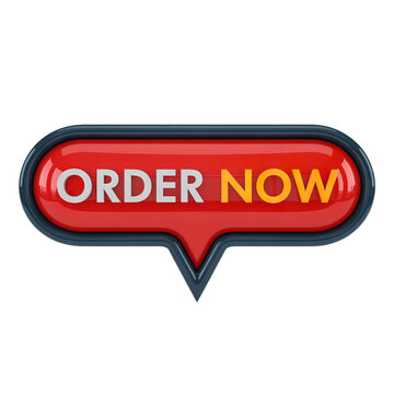 3d order now button speech bubble red call to action badge web pin pointer promo label vector icon